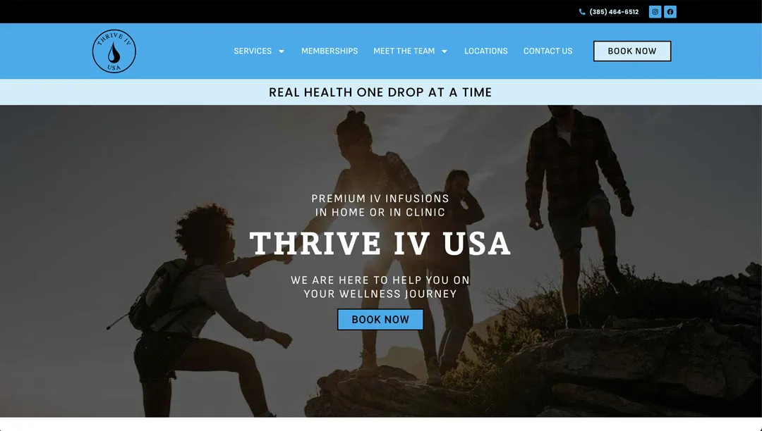 Screenshot of the Thrive IV USA website